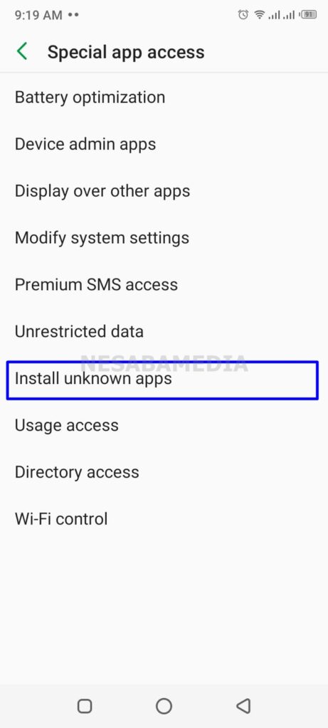 Klik Install unknown apps