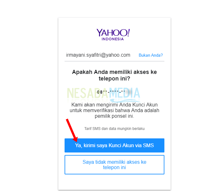 lupa password Yahoo Mail