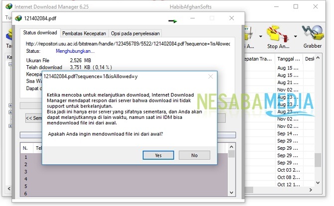 cara meneruskan download yang terputus