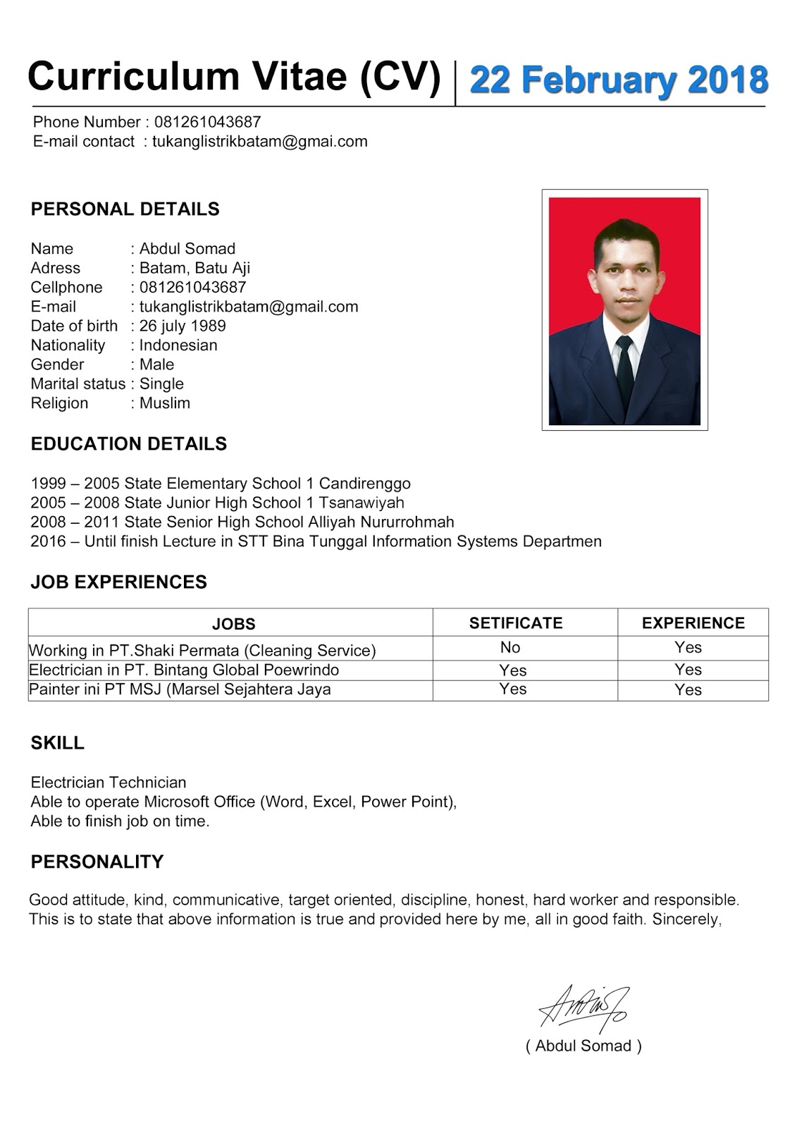10+ Contoh CV Lamaran Kerja yang Baik & Menarik HRD [+File ...