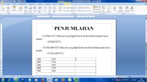 cara menjumlahkan di Microsoft Word