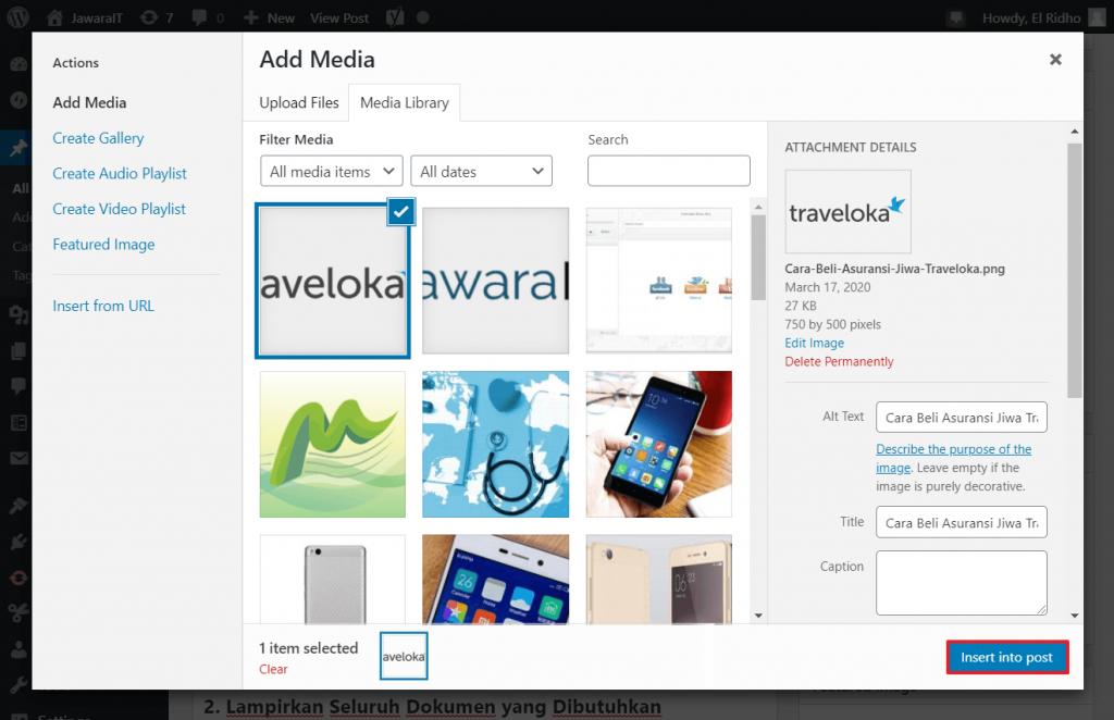 Cara Menambahkan Dan Memasukkan Gambar Di Wordpress