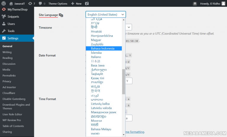 Cara Mengubah Bahasa Di Situs Wordpress Ke Indonesia / Bahasa Lain