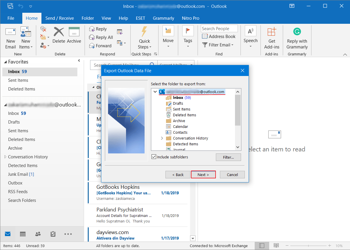 Cara Backup Email di Outlook 9