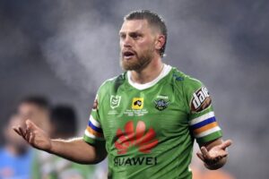 Sponsor Tim Rugby Huawei Elliott Whitehead of the Canberra Raiders National Rugby League