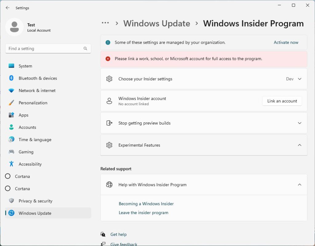 Microsoft Insider Program Dapatkan Pilihan Experimental Features?