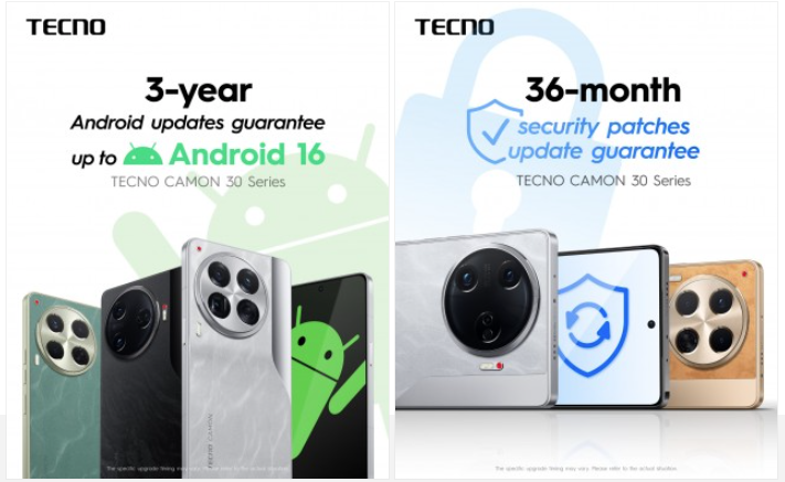 Tecno Camon 30 Series Janjikan 3 Tahun Security Update & Android 16