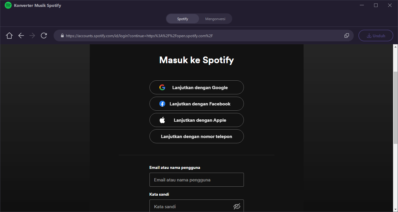 Masuk ke akun Spotify