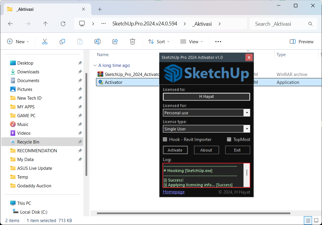 Aktivasi SketchUp Pro 2024