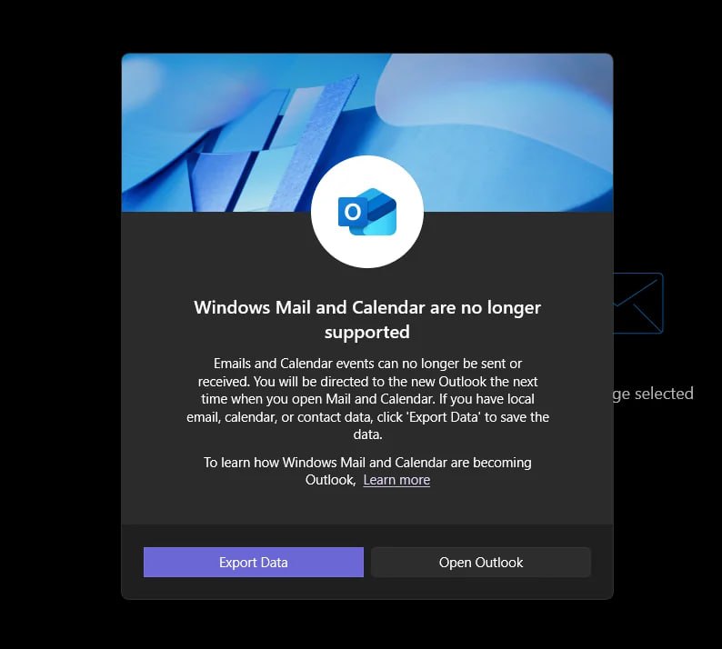 Microsoft Mulai Rilis Peringatan Hapus Mail & Calendar di Windows 11