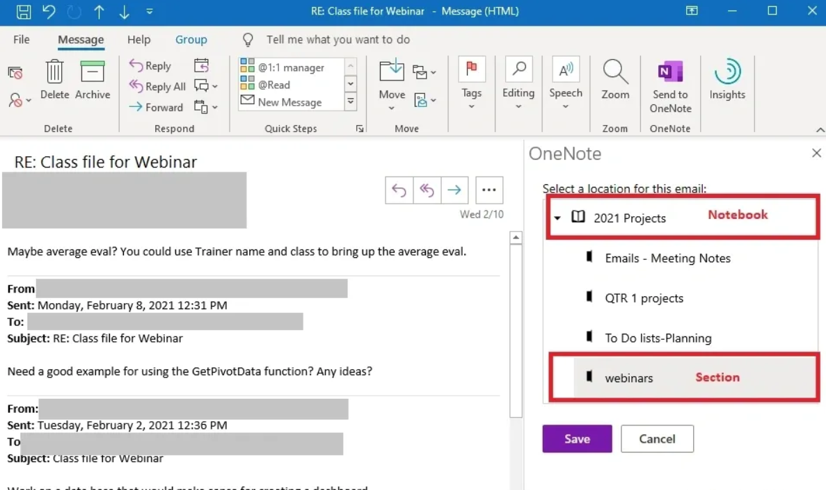 Save Email to OneNote